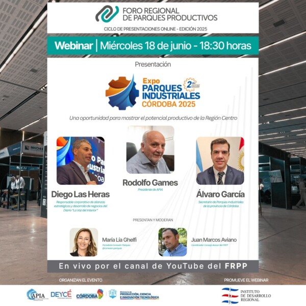 🚀 Presentación Expo Parques Industriales Córdoba 2025📅 Miércoles 18 de junio – 18:30 hs

📍 Webinar gratuito Online + YouTube: https://www.youtube.com/parquesproductivos

Sumáte al evento de presentación de la 2° Expo Parques Industriales de Córdoba, un espacio clave para el desarrollo productivo regional.

🎙️ Con la participación de referentes del sector público y privado.

🎯 Conocé los ejes estratégicos de la próxima edición.

expoparquesindustriales desarrolloproductivo parquesindustriales webinar industria conexiónparques córdoba foro eventosargentina